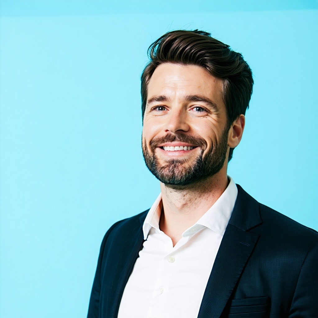 Event Speaker Profile image facing camera light blue background-2