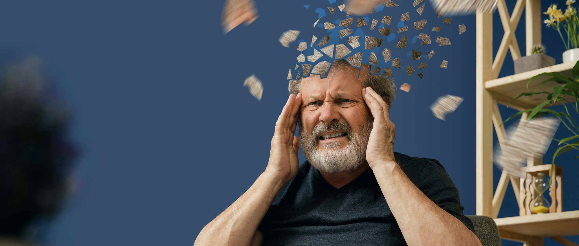 man with fragmented mind